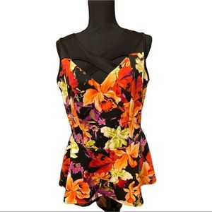 Peplum floral print shirt